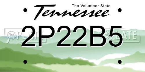 2P22B5 Tennessee License Plate
