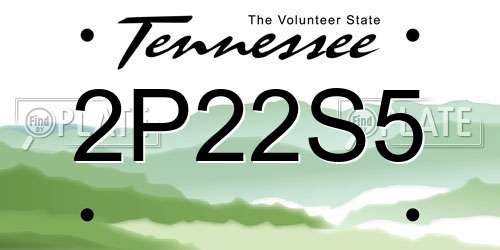 2P22S5 Tennessee License Plate
