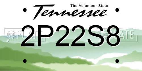 2P22S8 Tennessee License Plate