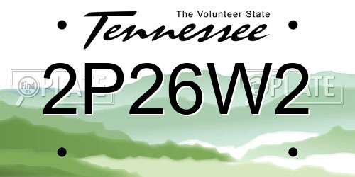 2P26W2 Tennessee License Plate