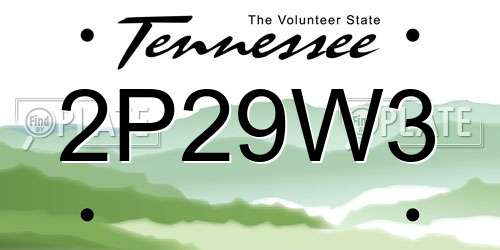 2P29W3 Tennessee License Plate