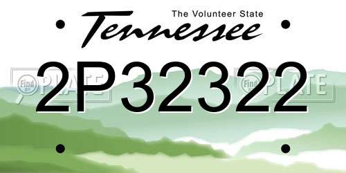 2P32322 Tennessee License Plate