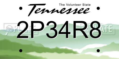 2P34R8 Tennessee License Plate