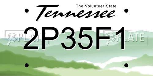 2P35F1 Tennessee License Plate