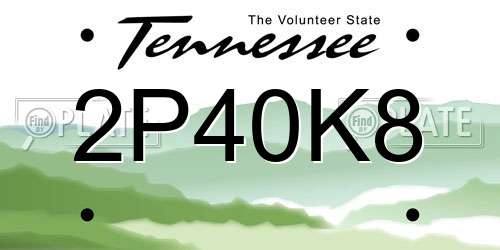 2P40K8 Tennessee License Plate