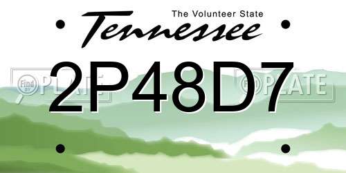 2P48D7 Tennessee License Plate