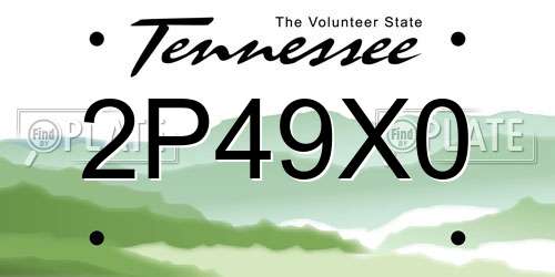2P49X0 Tennessee License Plate