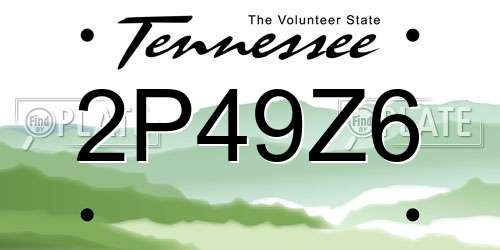 2P49Z6 Tennessee License Plate