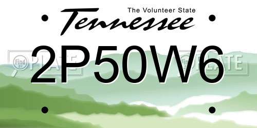 2P50W6 Tennessee License Plate