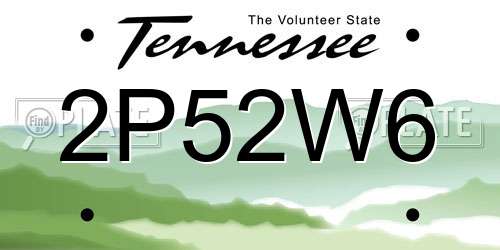2P52W6 Tennessee License Plate