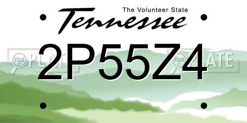 2P55Z4 Tennessee License Plate