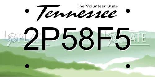2P58F5 Tennessee License Plate