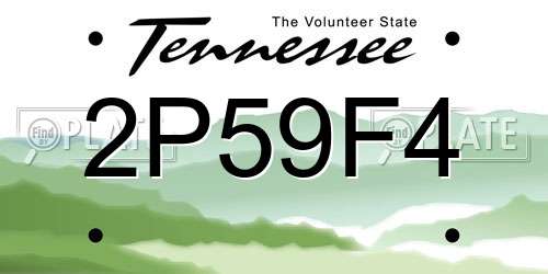 2P59F4 Tennessee License Plate