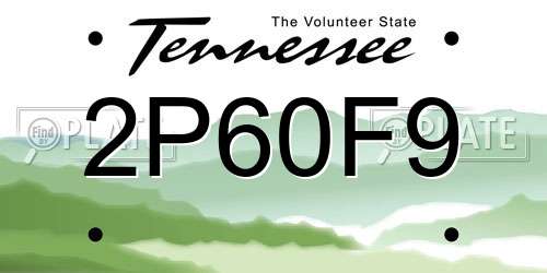 2P60F9 Tennessee License Plate