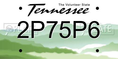 2P75P6 Tennessee License Plate