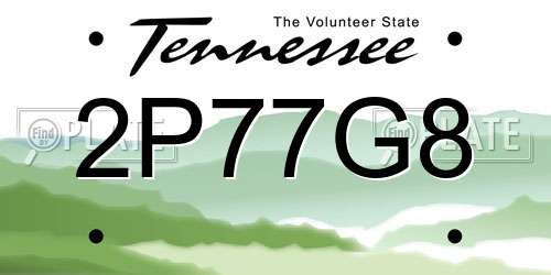 2P77G8 Tennessee License Plate