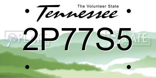 2P77S5 Tennessee License Plate