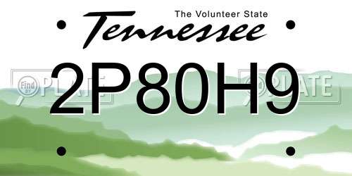2P80H9 Tennessee License Plate