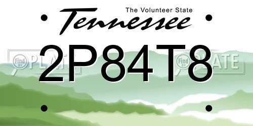 2P84T8 Tennessee License Plate