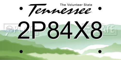 2P84X8 Tennessee License Plate