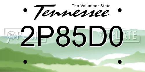 2P85D0 Tennessee License Plate