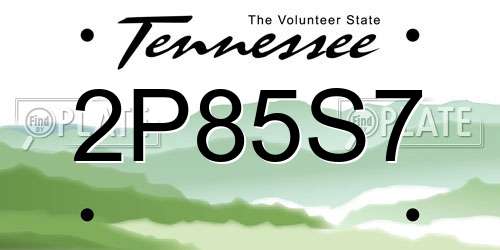 2P85S7 Tennessee License Plate