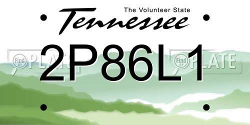 2P86L1 Tennessee License Plate