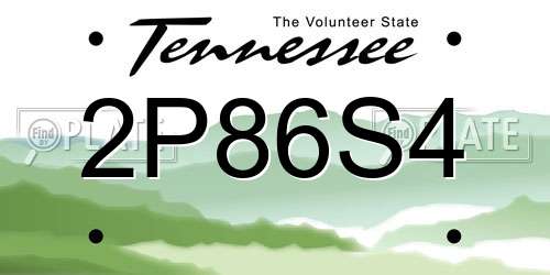 2P86S4 Tennessee License Plate