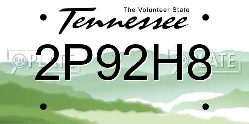 2P92H8 Tennessee License Plate