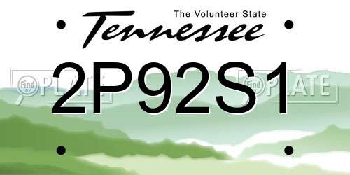 2P92S1 Tennessee License Plate
