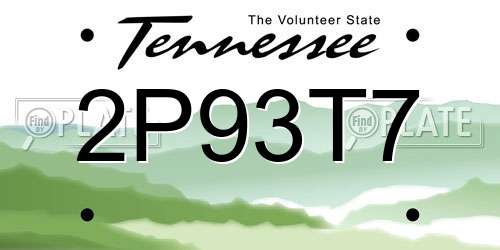 2P93T7 Tennessee License Plate