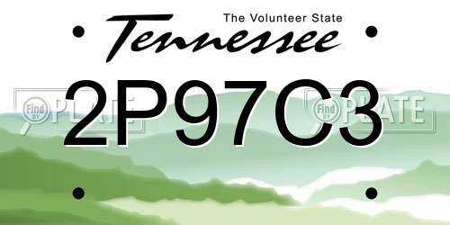 2P97C3 Tennessee License Plate