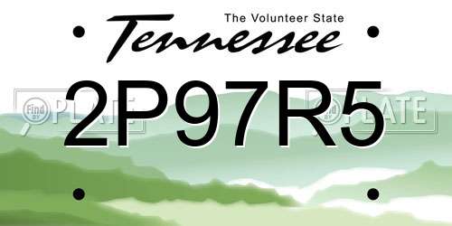 2P97R5 Tennessee License Plate