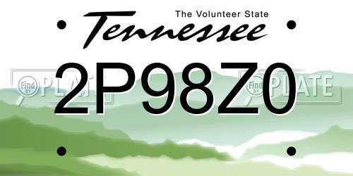 2P98Z0 Tennessee License Plate