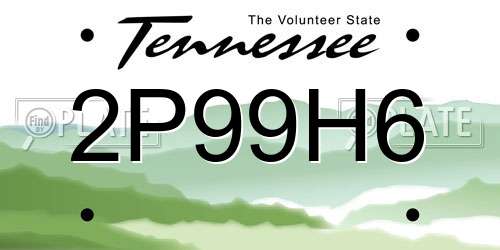 2P99H6 Tennessee License Plate