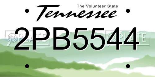 2PB5544 Tennessee License Plate