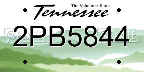2PB5844 Tennessee License Plate