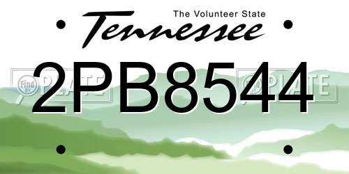 2PB8544 Tennessee License Plate