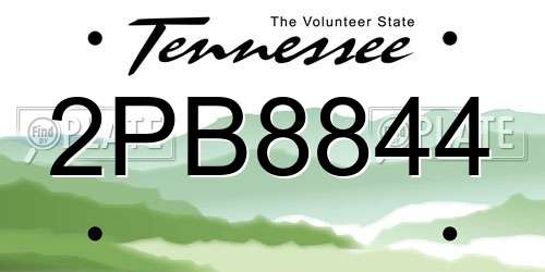 2PB8844 Tennessee License Plate