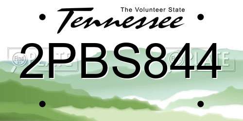 2PBS844 Tennessee License Plate