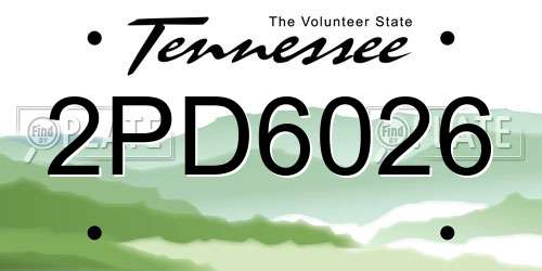 2PD6026 Tennessee License Plate