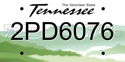 2PD6076 Tennessee License Plate