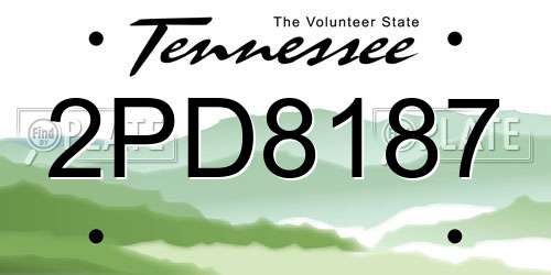 2PD8187 Tennessee License Plate