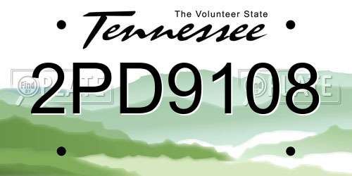 2PD9108 Tennessee License Plate