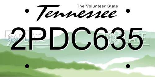 2PDC635 Tennessee License Plate