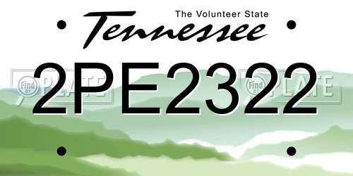 2PE2322 Tennessee License Plate