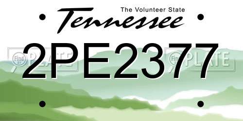 2PE2377 Tennessee License Plate
