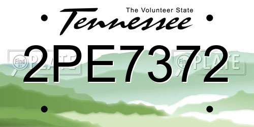 2PE7372 Tennessee License Plate
