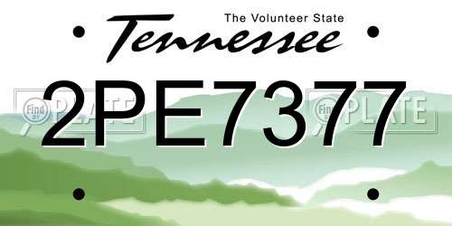 2PE7377 Tennessee License Plate