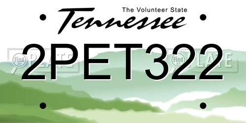 2PET322 Tennessee License Plate